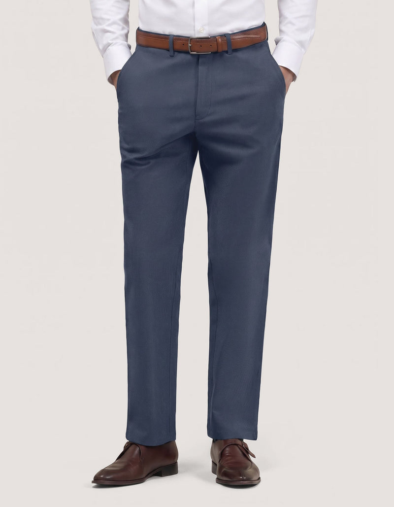 Blue Textured Chino Trouser