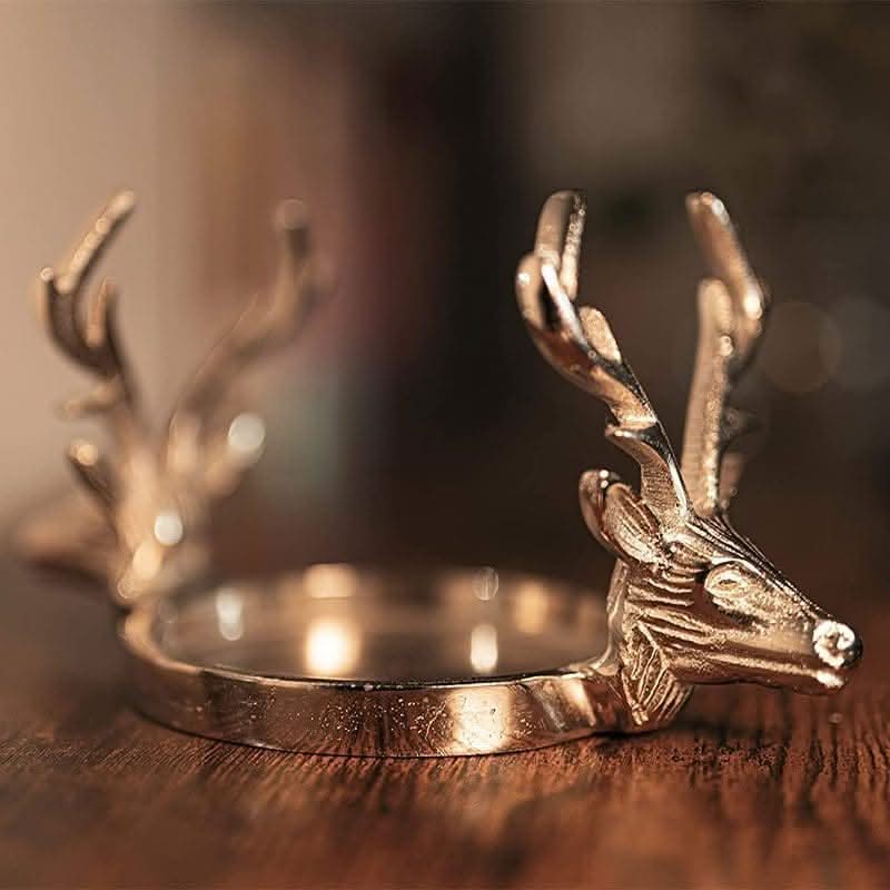 Dual Reindeer Head Candle Holder