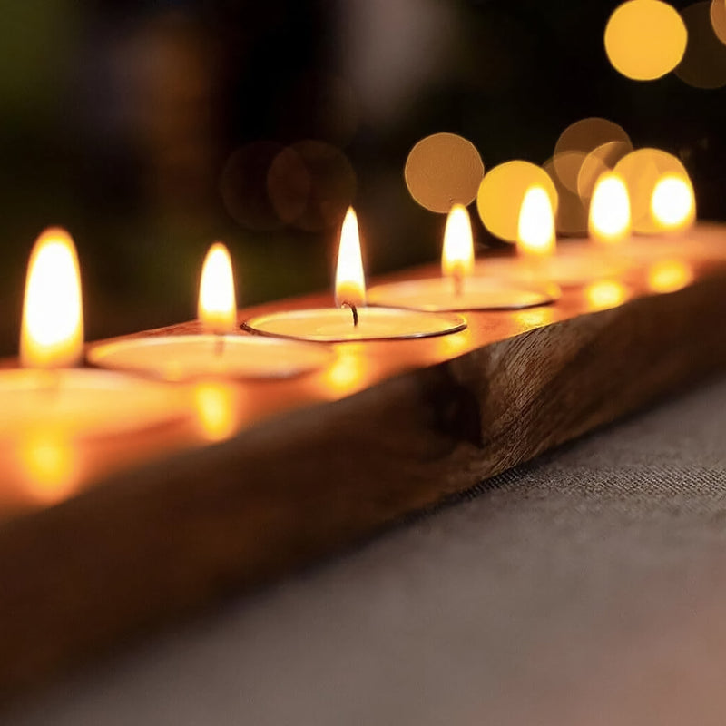 Mango Wood 9 Tealight Candle Holder