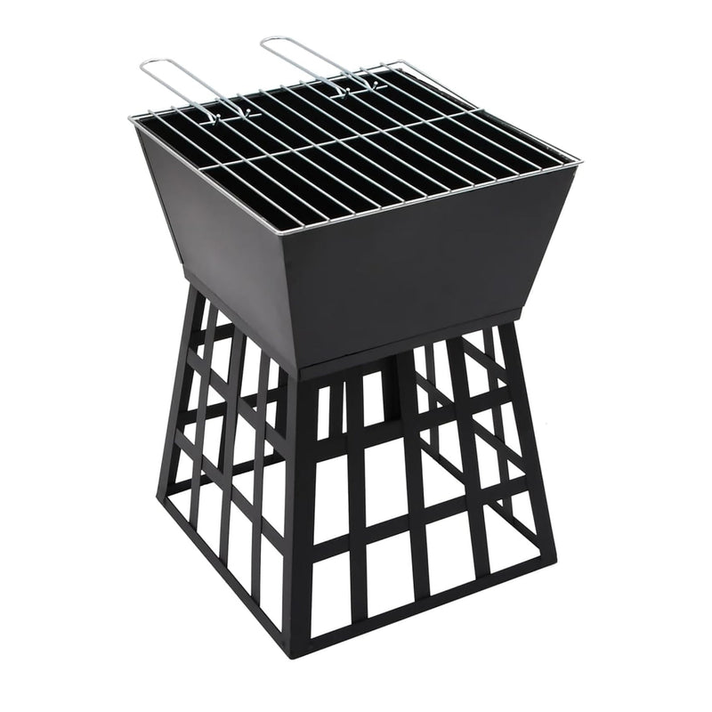 Black Gothic Square Fire Pit Outdoor Garden BBQ Heater