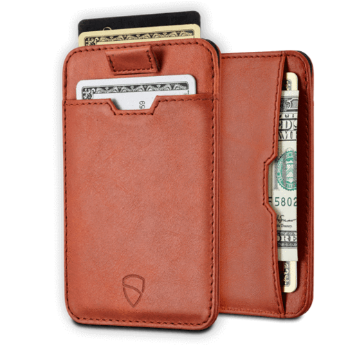 VAULTSKIN CHELSEA LEATHER CARD HOLDER WITH RFID BLOCKING | COGNAC