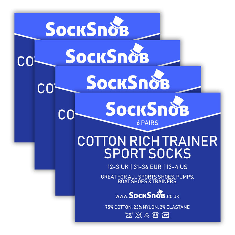 Kids Soft Cotton Breathable Trainer Socks (Multipack Options)