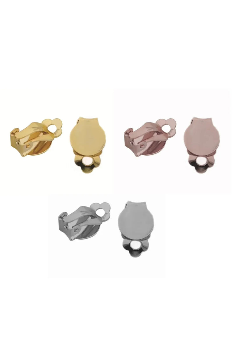 Flower Large Stud Clip On Earrings Silver
