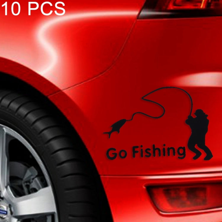 10 PCS Go Fishing Styling Reflective Car Sticker, Size: 14cm x 9.5cm, Fishing Styling 1