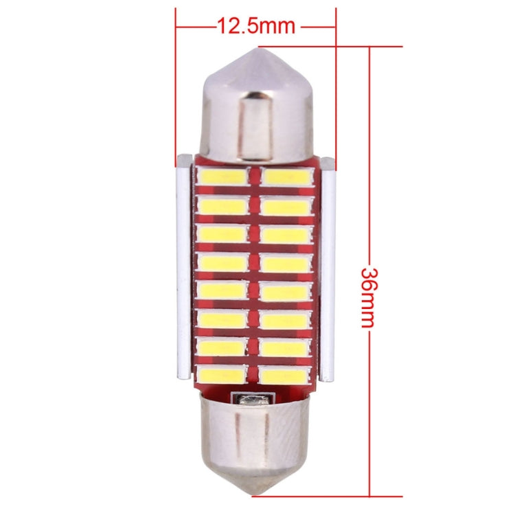 2 PCS Festoon 36mm 2W 160LM White Light 16 LED SMD 4014 Error Free License Plate Lights Car Light Bulb, 36mm