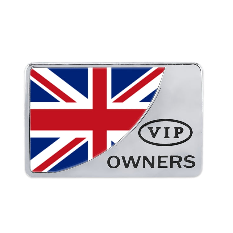 Universal Car UK Flag Rectangle Shape VIP Metal Decorative Sticker, UK Flag (Silver)