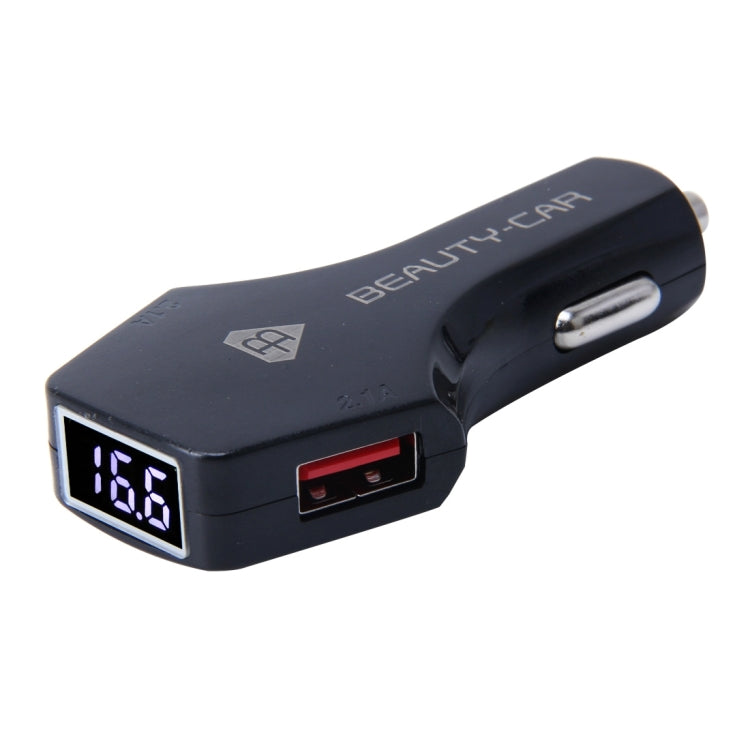 BEAUTY-CAR B-01 4.2A Dual USB Port Raid Car Charger Adapter with LED Display, Input Voltage/Output Voltage: DC 10-30V/ DC 5V, B-01