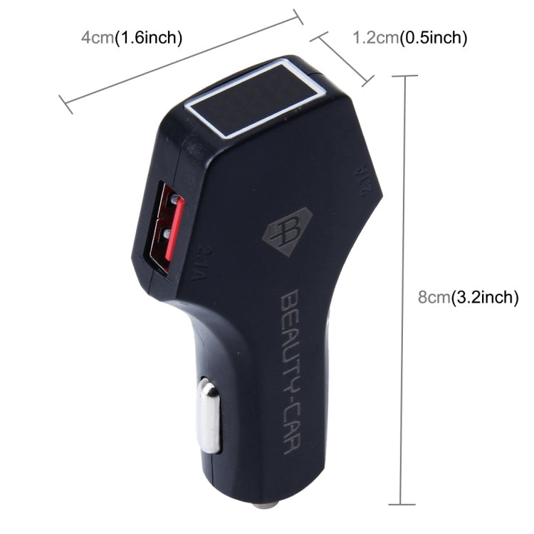 BEAUTY-CAR B-01 4.2A Dual USB Port Raid Car Charger Adapter with LED Display, Input Voltage/Output Voltage: DC 10-30V/ DC 5V, B-01