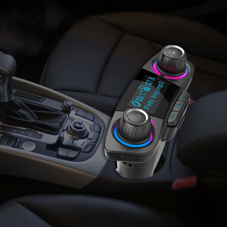 BT06 Dual USB Charging Smart Bluetooth 4.0 + EDR FM Transmitter MP3 Music Player Car Kit with 1.3 inch LED Screen, Support Bluetooth Call, TF Card & U Disk, BT06