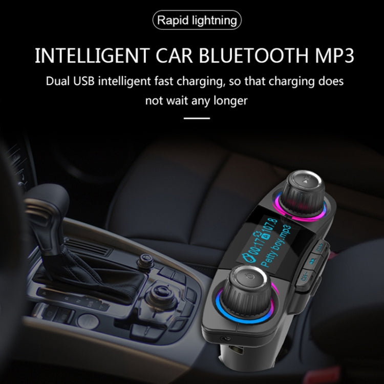 BT06 Dual USB Charging Smart Bluetooth 4.0 + EDR FM Transmitter MP3 Music Player Car Kit with 1.3 inch LED Screen, Support Bluetooth Call, TF Card & U Disk, BT06