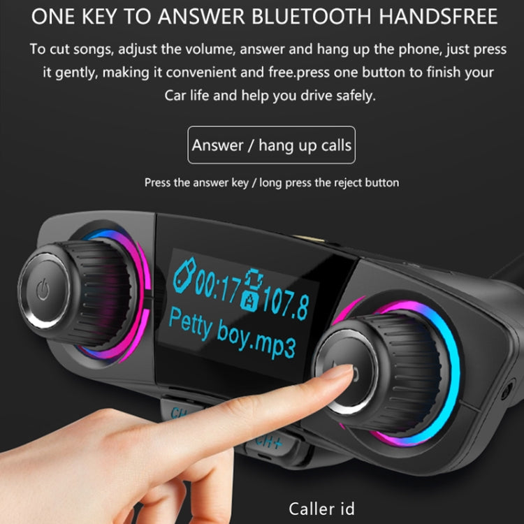 BT06 Dual USB Charging Smart Bluetooth 4.0 + EDR FM Transmitter MP3 Music Player Car Kit with 1.3 inch LED Screen, Support Bluetooth Call, TF Card & U Disk, BT06