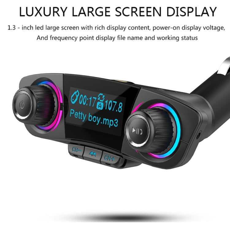 BT06 Dual USB Charging Smart Bluetooth 4.0 + EDR FM Transmitter MP3 Music Player Car Kit with 1.3 inch LED Screen, Support Bluetooth Call, TF Card & U Disk, BT06