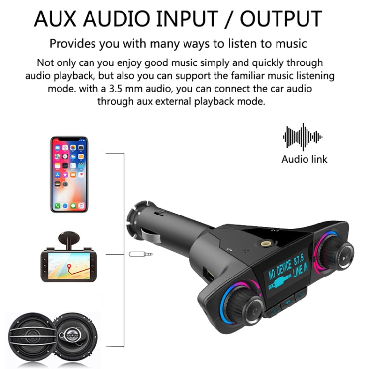 BT06 Dual USB Charging Smart Bluetooth 4.0 + EDR FM Transmitter MP3 Music Player Car Kit with 1.3 inch LED Screen, Support Bluetooth Call, TF Card & U Disk, BT06