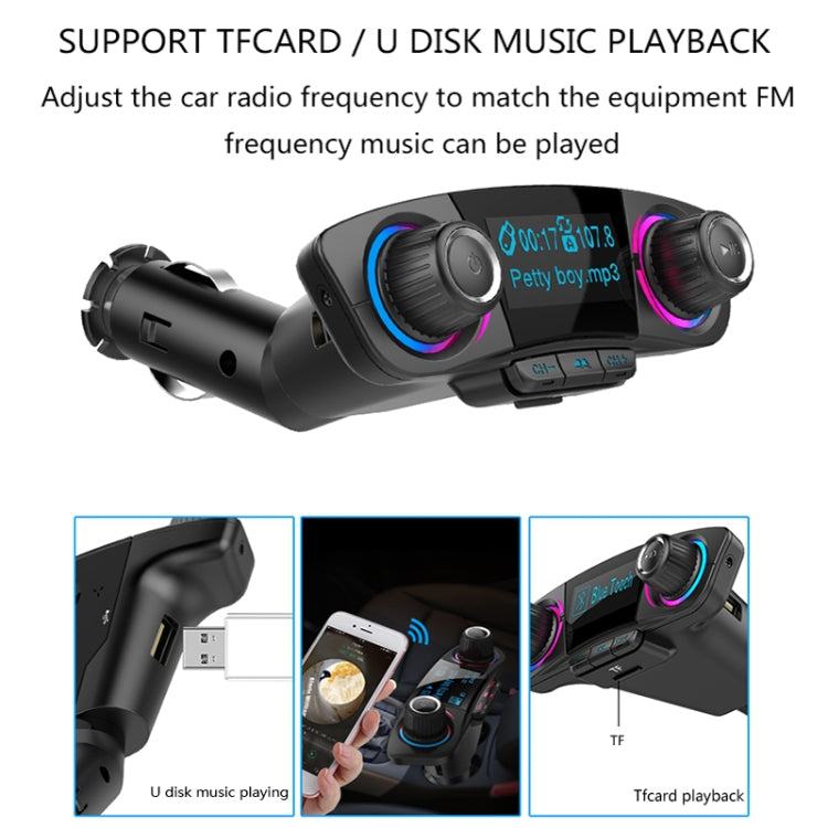 BT06 Dual USB Charging Smart Bluetooth 4.0 + EDR FM Transmitter MP3 Music Player Car Kit with 1.3 inch LED Screen, Support Bluetooth Call, TF Card & U Disk, BT06