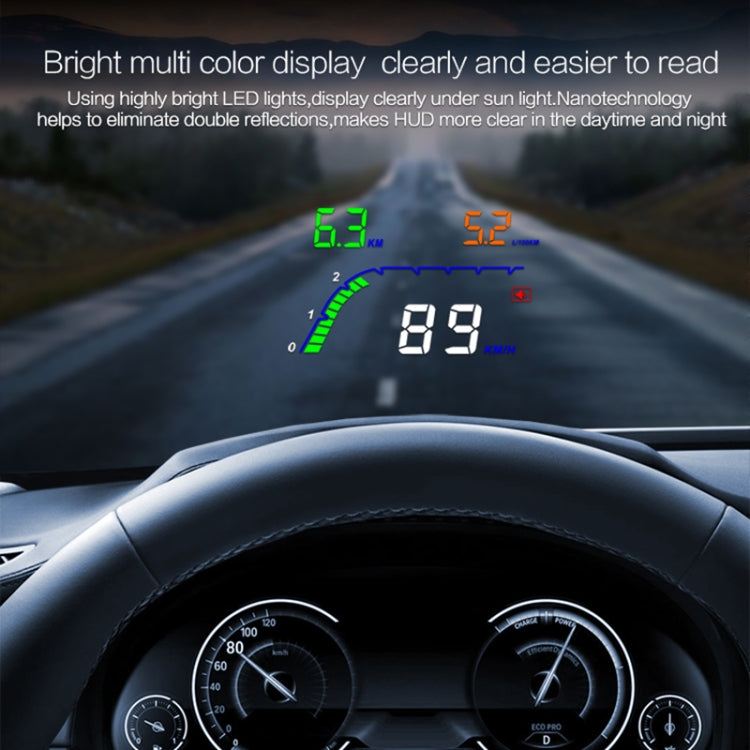 T100 OBD2 4 inch Vehicle-mounted Head Up Display Security System, Support Car Speed / Engine Revolving Speed Display / Instantaneous Fuel Consumption / Detection and Elimination Fault Code, T100