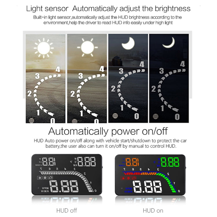 T100 OBD2 4 inch Vehicle-mounted Head Up Display Security System, Support Car Speed / Engine Revolving Speed Display / Instantaneous Fuel Consumption / Detection and Elimination Fault Code, T100