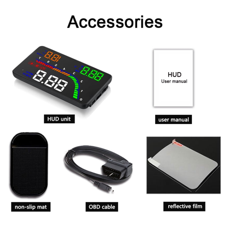 T100 OBD2 4 inch Vehicle-mounted Head Up Display Security System, Support Car Speed / Engine Revolving Speed Display / Instantaneous Fuel Consumption / Detection and Elimination Fault Code, T100