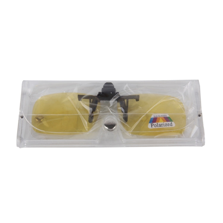 Polarized Clip-on Flip Up Plastic Clip Sunglasses Lenses Glasses Unbreakable Driving Fishing Outdoor Sport, Dark Green, Yellow, Brown