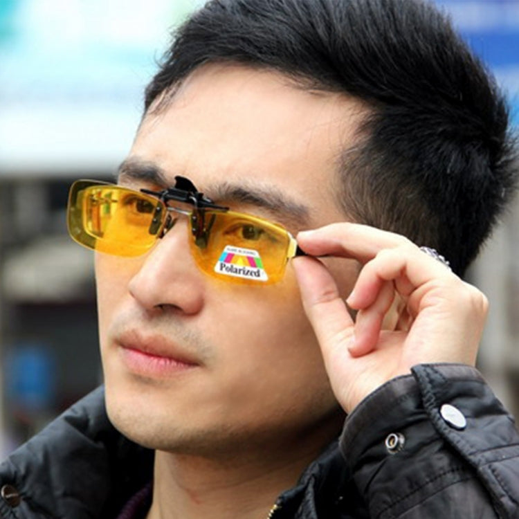 Polarized Clip-on Flip Up Plastic Clip Sunglasses Lenses Glasses Unbreakable Driving Fishing Outdoor Sport, Dark Green, Yellow, Brown