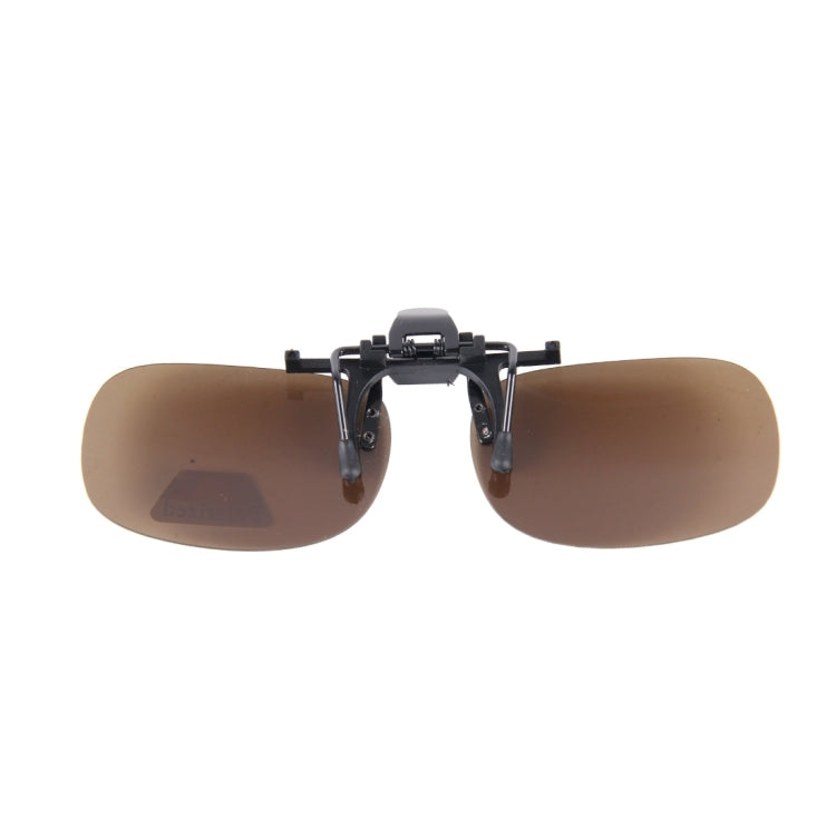Polarized Clip-on Flip Up Plastic Clip Sunglasses Lenses Glasses Unbreakable Driving Fishing Outdoor Sport, Dark Green, Yellow, Brown