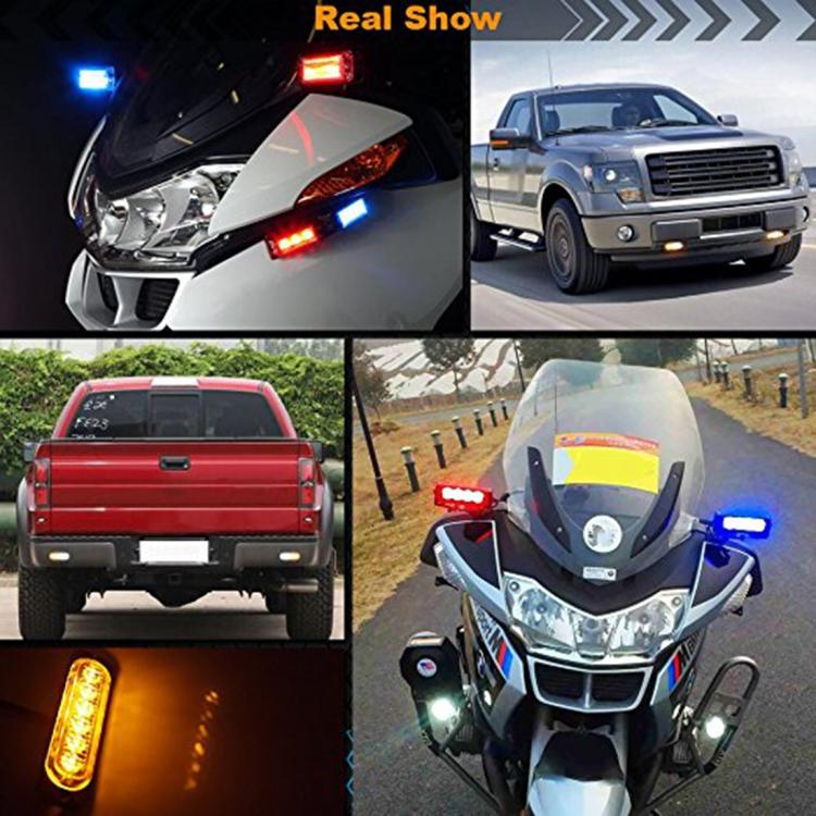 DC 12V-24V 2W 6LEDs SMD-2835 Lamps 17 Flash Patterns 3 Lines Car Flash Lamp Waterproof Car Truck Emergency Strobe Flash Warning Light, Cable Length: 90cm, 6LEDs