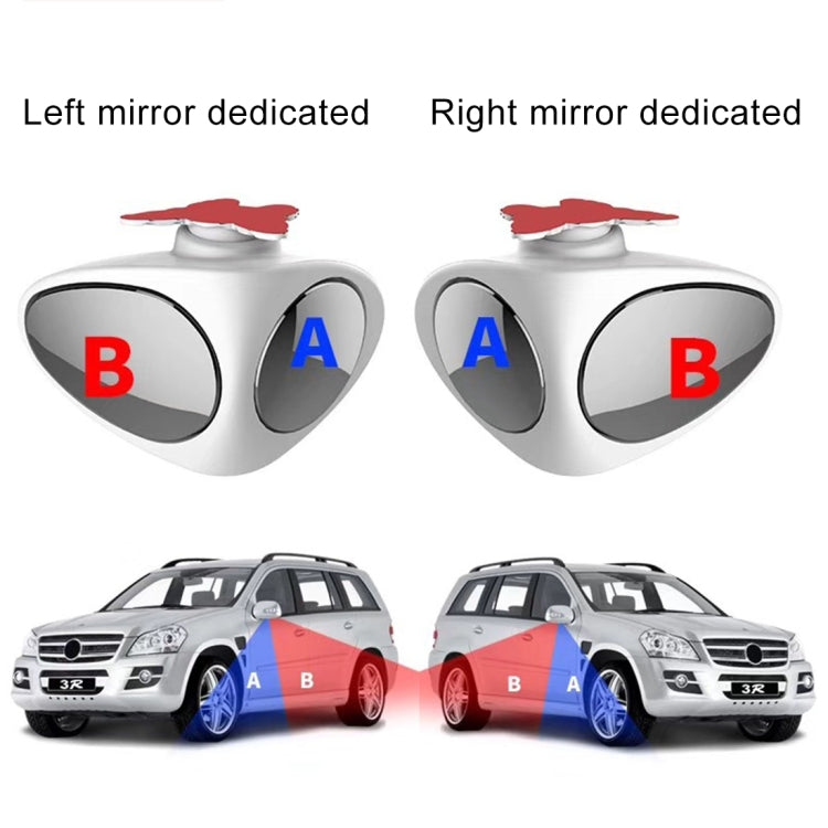 3R-051 360 Degrees Rotatable Left Blind Spot Side Assistant Mirror for Auto Car, Left Black, Left White