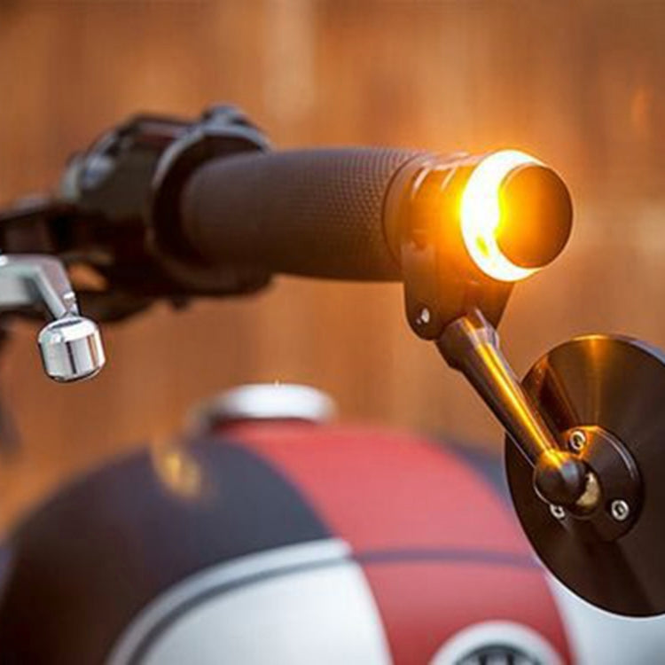 Pair Motorcycle Turn Signal Light Grip Bar Plug Strobe Side Marker End LED Handlebar Lamp, Red Light, Turn Double Light