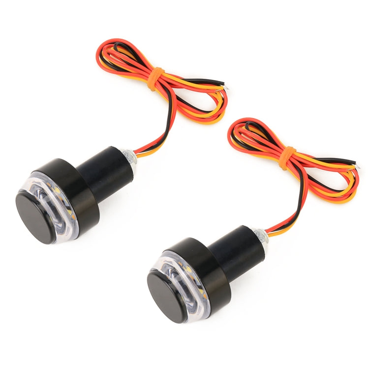 Pair Motorcycle Turn Signal Light Grip Bar Plug Strobe Side Marker End LED Handlebar Lamp, Red Light, Turn Double Light