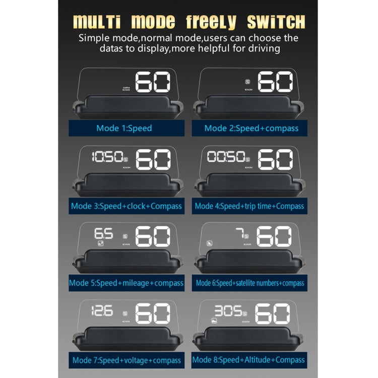 T900 Car GPS HUD Virtual HD Reflection Board Head-up Display, Speed & Driving Distance / Time Display, Over Speed & Voltage & Low Voltage Alarm, Fatigue Driving, T900  White, T900  Green + White, T900 Blue + White
