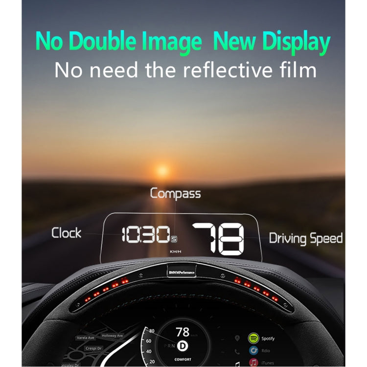 T900 Car GPS HUD Virtual HD Reflection Board Head-up Display, Speed & Driving Distance / Time Display, Over Speed & Voltage & Low Voltage Alarm, Fatigue Driving, T900  White, T900  Green + White, T900 Blue + White
