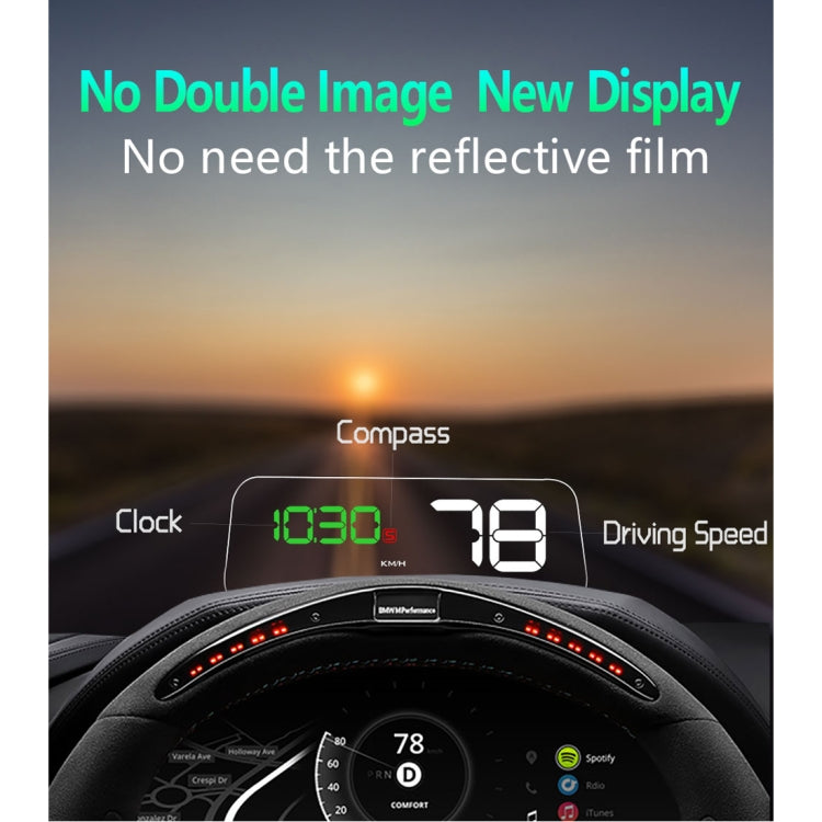 T900 Car GPS HUD Virtual HD Reflection Board Head-up Display, Speed & Driving Distance / Time Display, Over Speed & Voltage & Low Voltage Alarm, Fatigue Driving, T900  White, T900  Green + White, T900 Blue + White