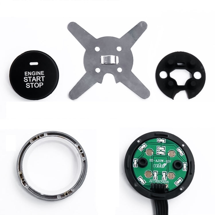 Smart Car Switch Car Engine Start Stop Switch Car Push Start Switch, with RFID Alarm System, Blue Light, Car Switch