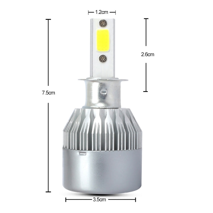 2 PCS  H3 18W 1800 LM 6000K IP68 Canbus Constant Current Car LED Headlight with 2 COB Lamps, DC 9-36V, H3