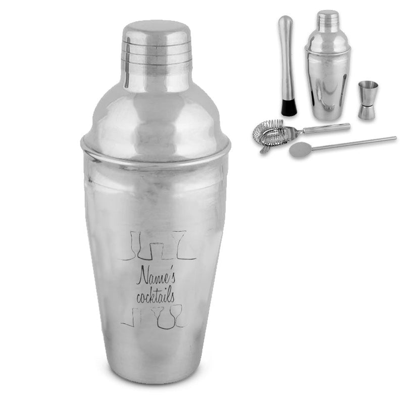 Engraved Cocktail Shaker Set with Cocktail Design