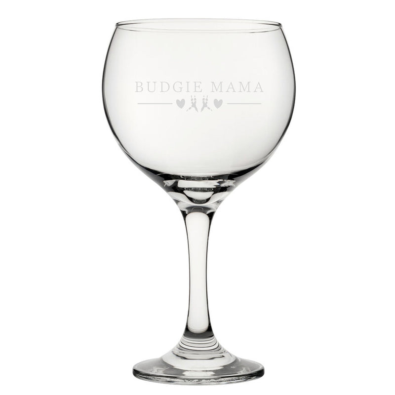 Budgie Papa - Engraved Novelty Gin Balloon Cocktail Glass