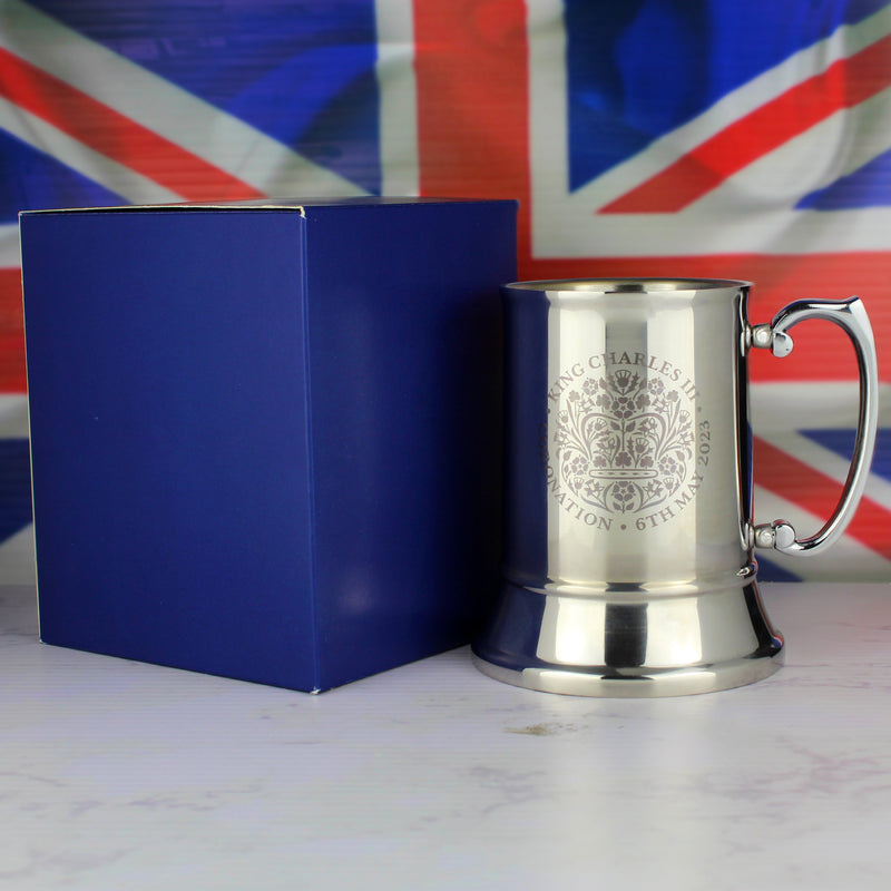 Engraved Commemorative Coronation of the King Stainless Steel Tankard