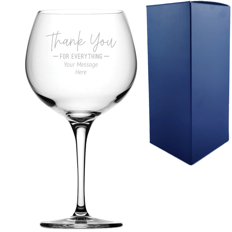 Engraved Gin Glass with Thank You for Everything Design