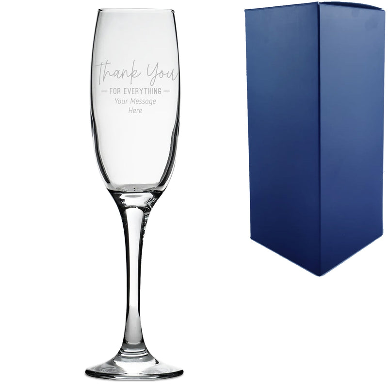Engraved Champagne Flute with Thank You for Everything Design