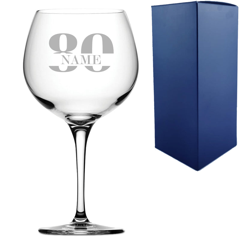 Engraved Primeur Gin Balloon Cocktail Glass with Name in 80 Design