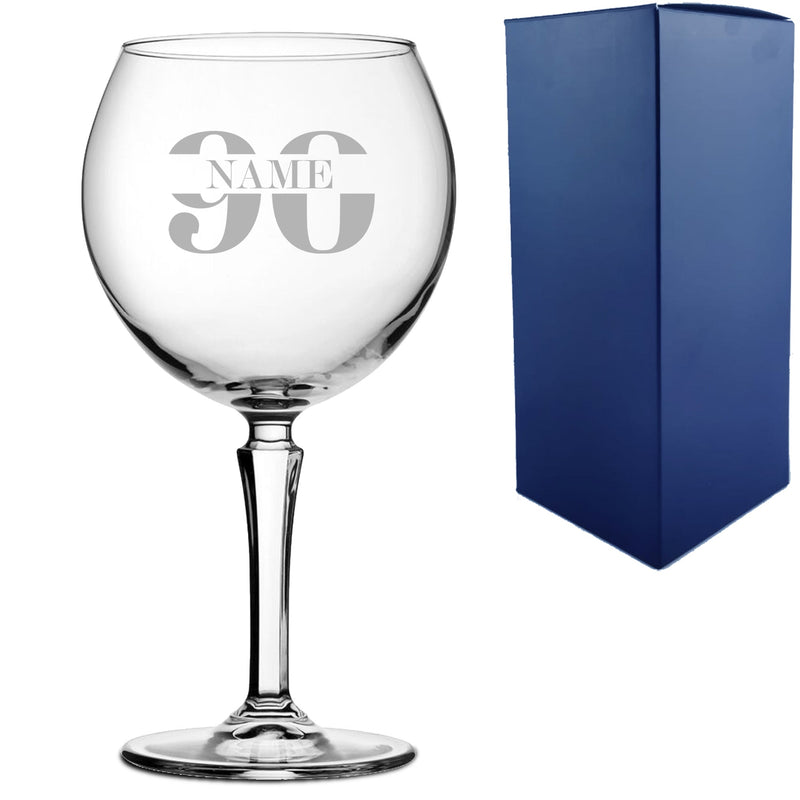 Engraved Hudson Gin Balloon Cocktail Glass with Name in 90 Design