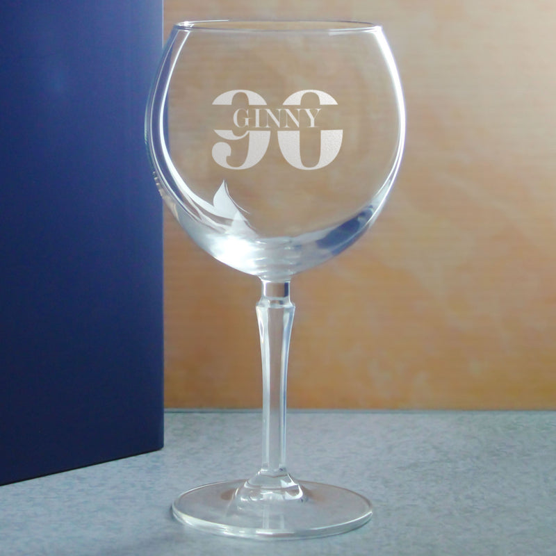 Engraved Hudson Gin Balloon Cocktail Glass with Name in 90 Design