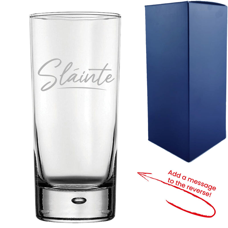 Engraved Hiball Tumbler with Slainte Script Design, Add a Personalised Message to the Reverse
