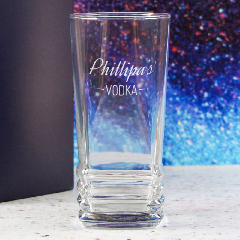 Personalised Engraved Novelty Vodka Elegan Hiball with 'Name's Vodka' Design