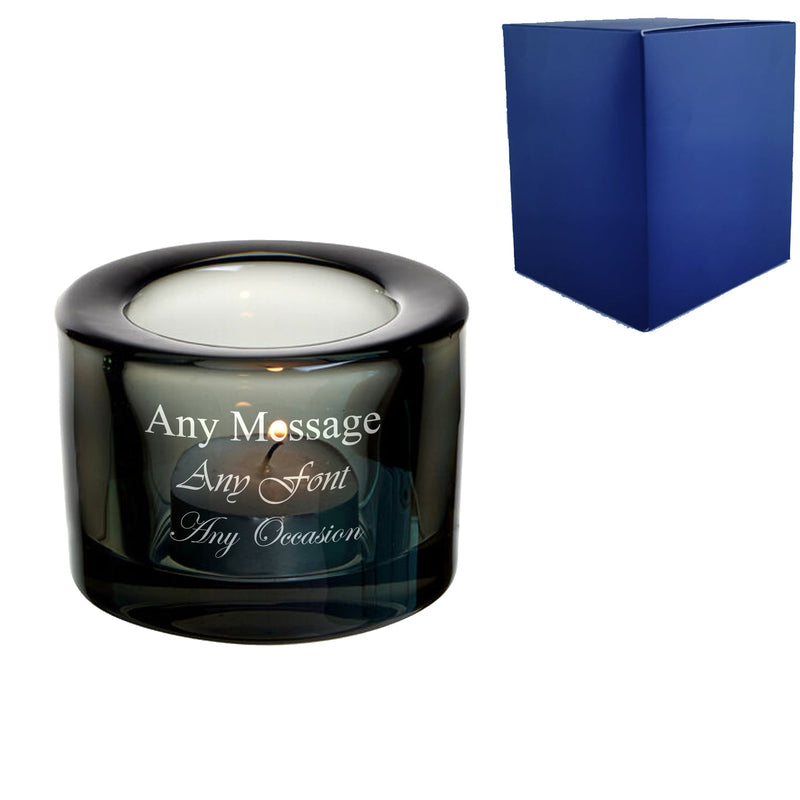 Engraved Chunky Black Tealight Holder