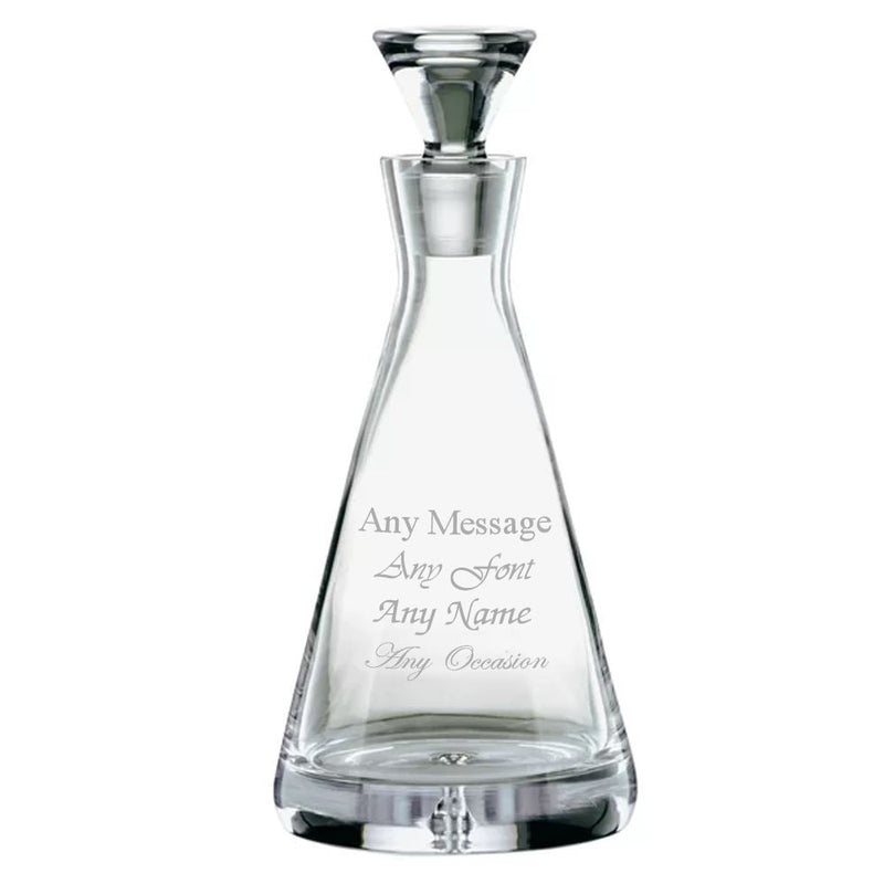 Engraved 750ml Handmade Bubble Base Pyramid Decanter