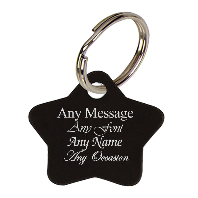 Engraved Black Star Keyring