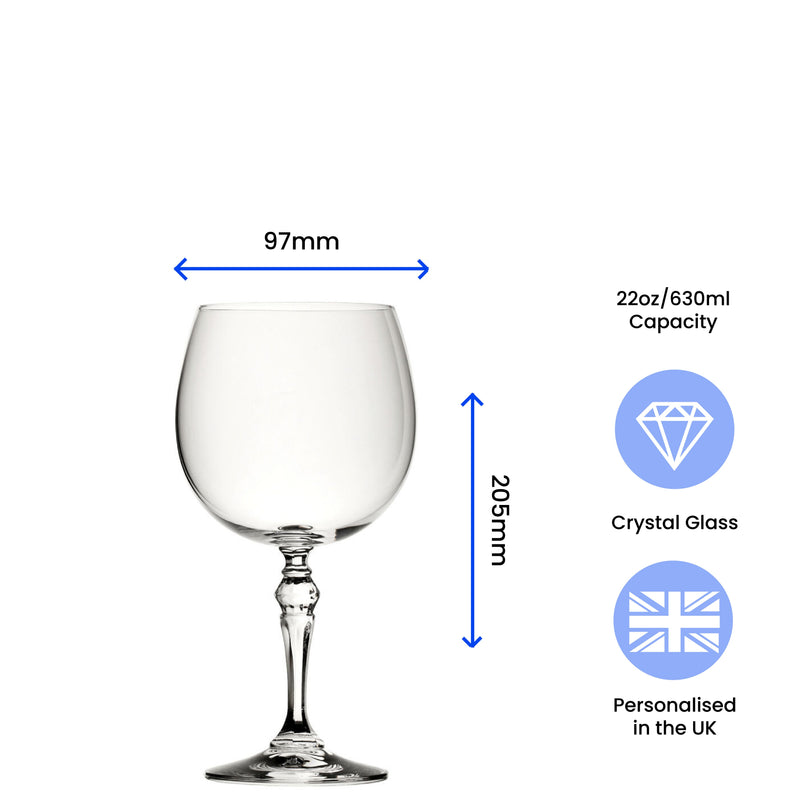 Engraved Crystal Gin and Tonic Cocktail Glass with Name in 18 Design