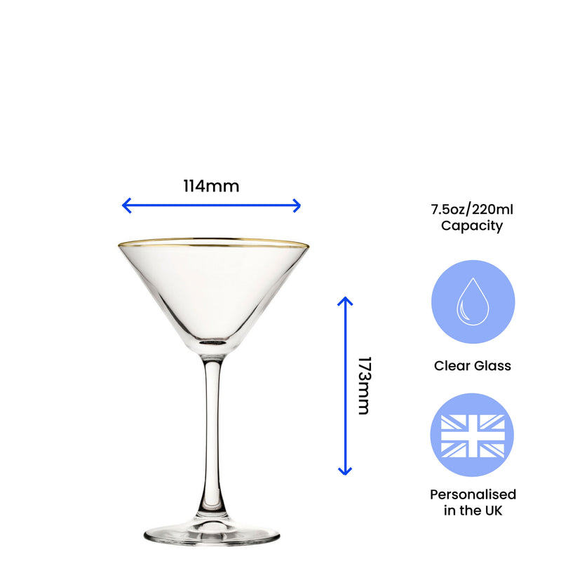 Engraved Gold Rim Enoteca Martini Glass