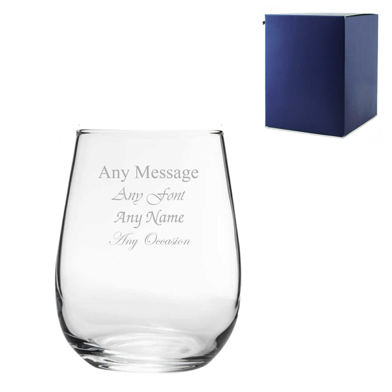 Engraved 360ml Corto Stemless Wine Glass with Gift Box