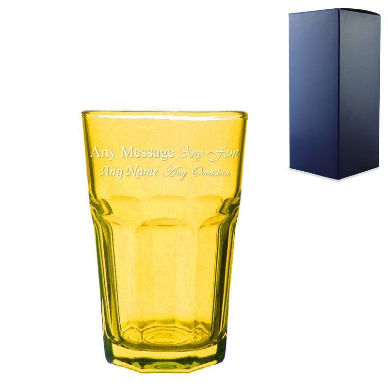 Engraved 365ml Yellow Coloured Highball Glass with Gift Box